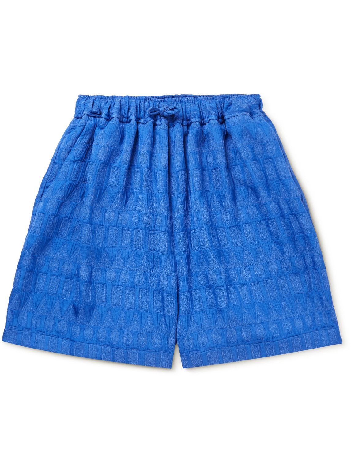 Photo: 4SDesigns - Wide-Leg Matelassé Crepe Drawstring Shorts - Blue