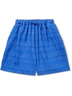 4SDesigns - Wide-Leg Matelassé Crepe Drawstring Shorts - Blue