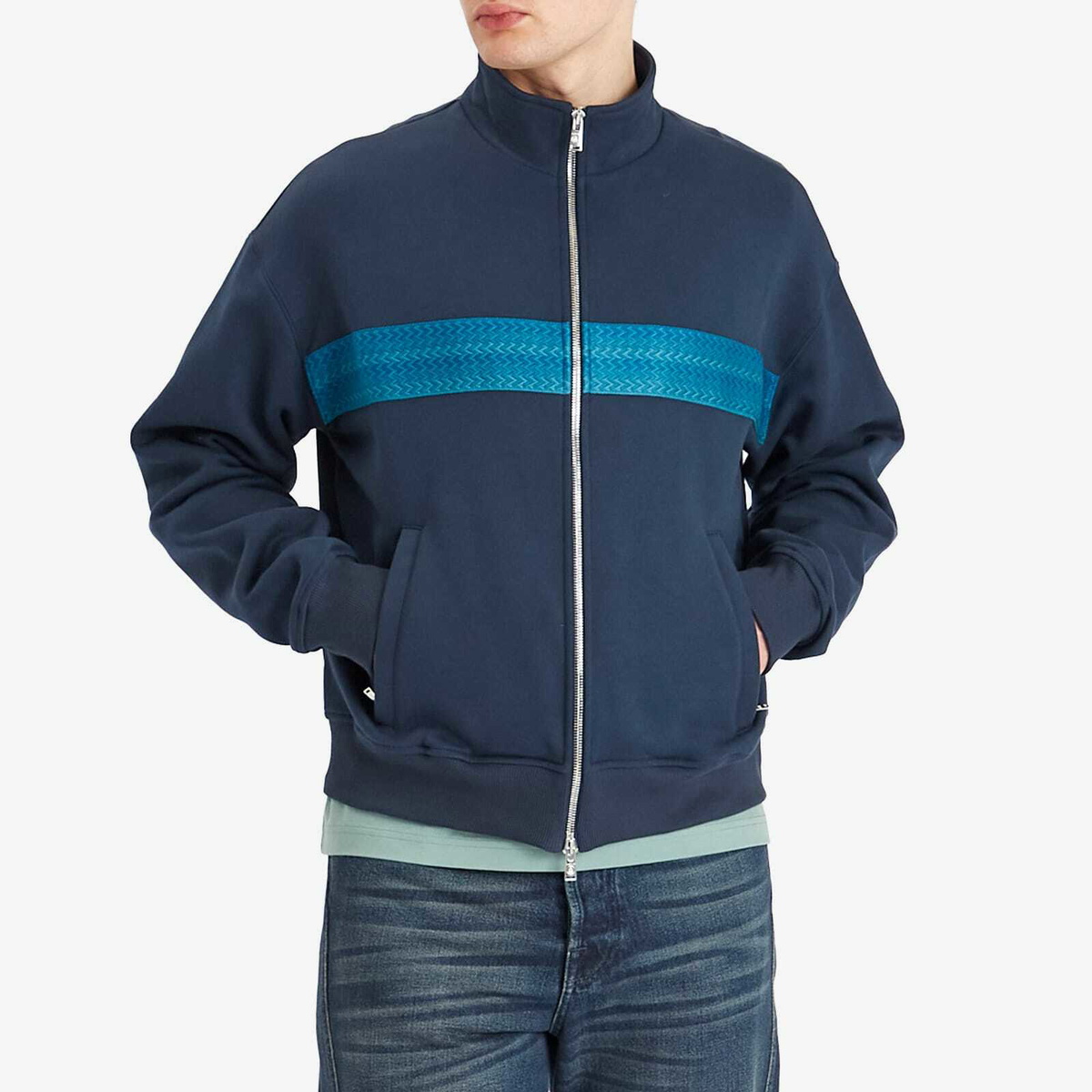 Lanvin Men's Curb Zipped Track Jacket in Petrol Blue Lanvin