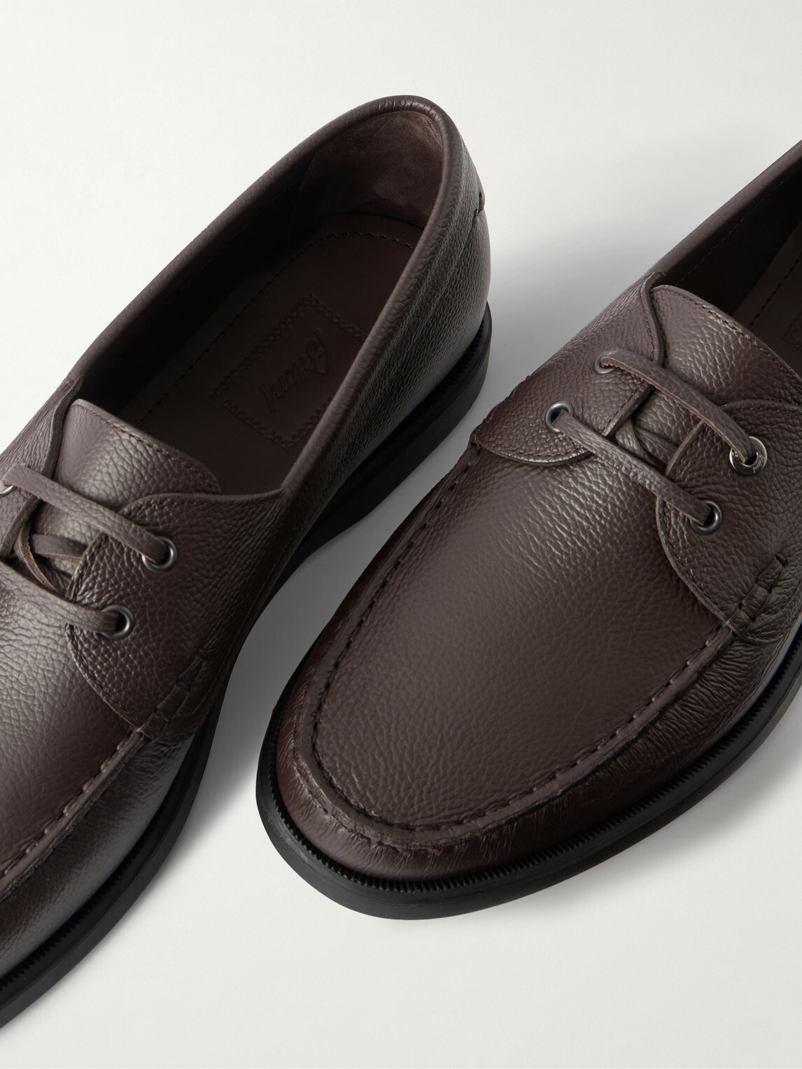 Brioni - Leather Boat Shoes - Brown