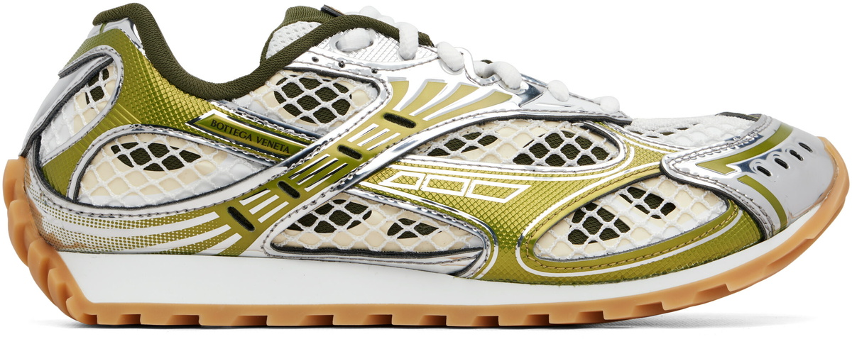 Bottega Veneta Green & Silver Orbit Sneakers