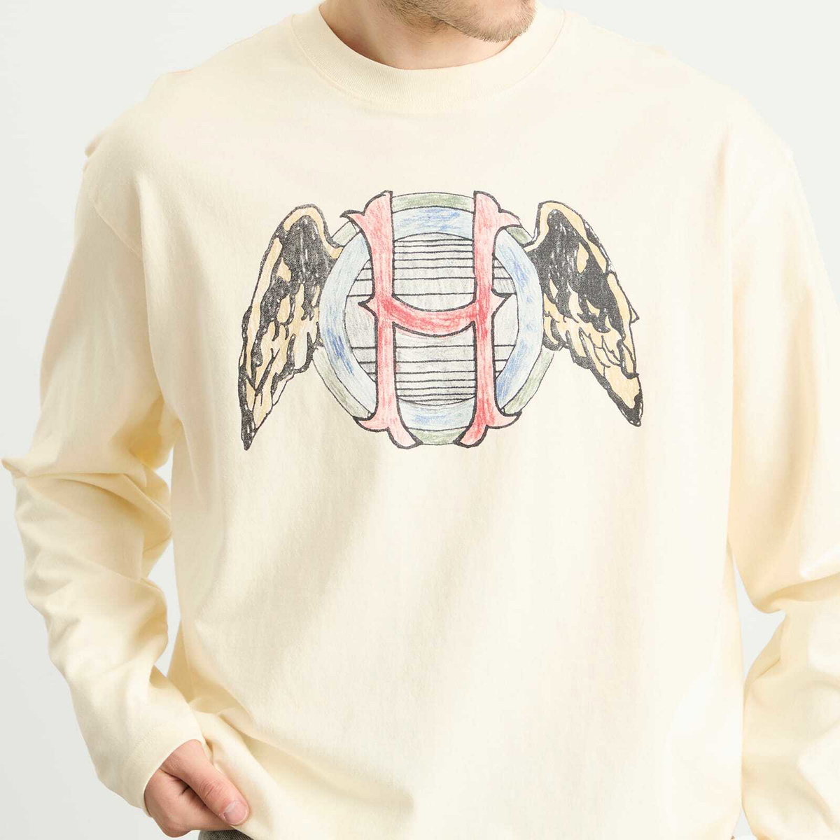 Honor the Gift Men's Honor Wings Long Sleeve T-Shirt in Bone