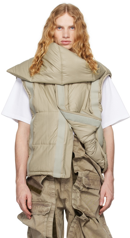 Photo: Y/Project Beige Velcro Puffer Vest