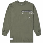 WTAPS Men's Long Sleeve WTUBE Print Pocket T-Shirt in Olive Drab