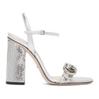 Gucci Silver Sequin Marmont High Heeled Sandals