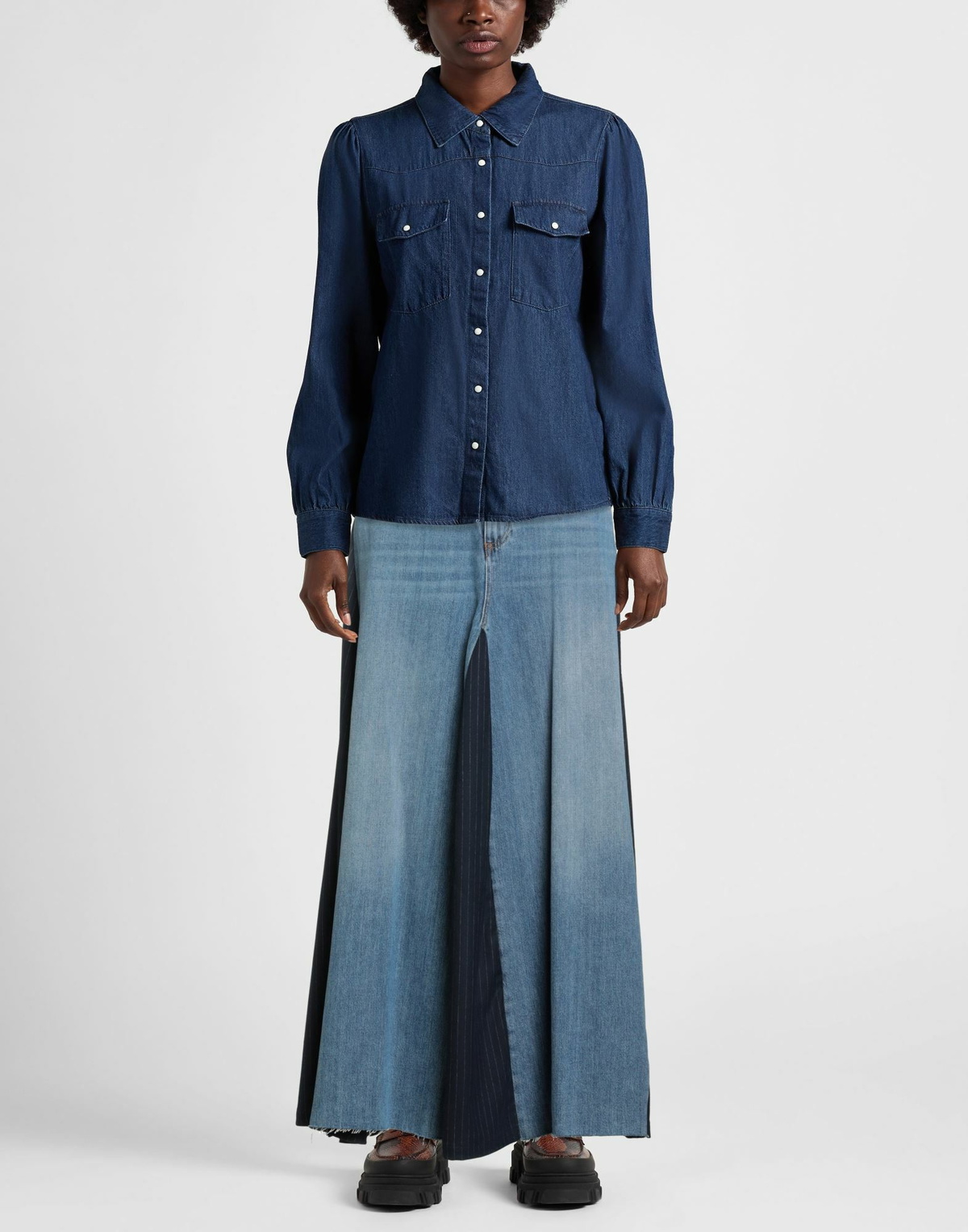 Manila Grace Womens Denim skirt in Blue