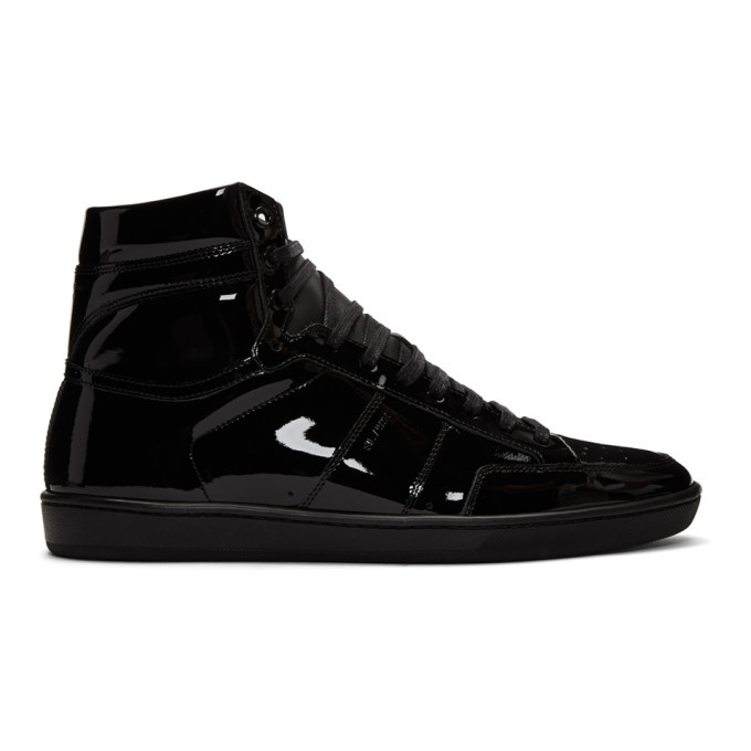 Photo: Saint Laurent Black Patent Court Classic SL/10H High-Top Sneakers