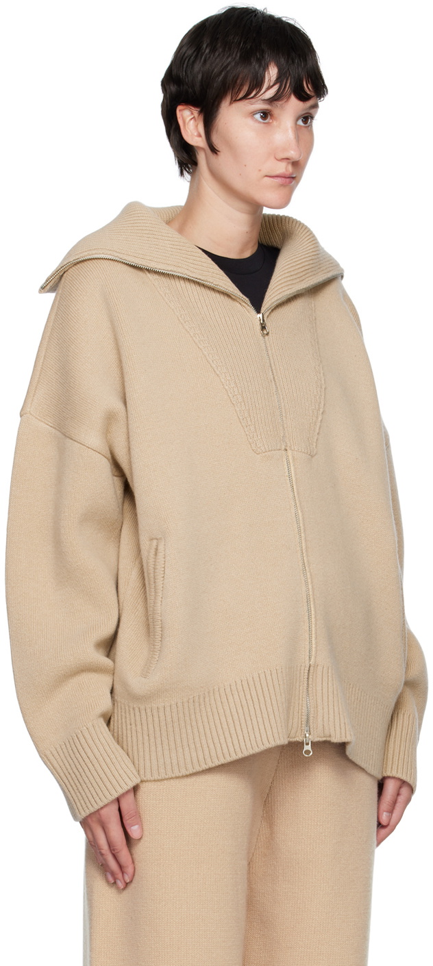 Trunk Project Beige Zip-Up Sweater