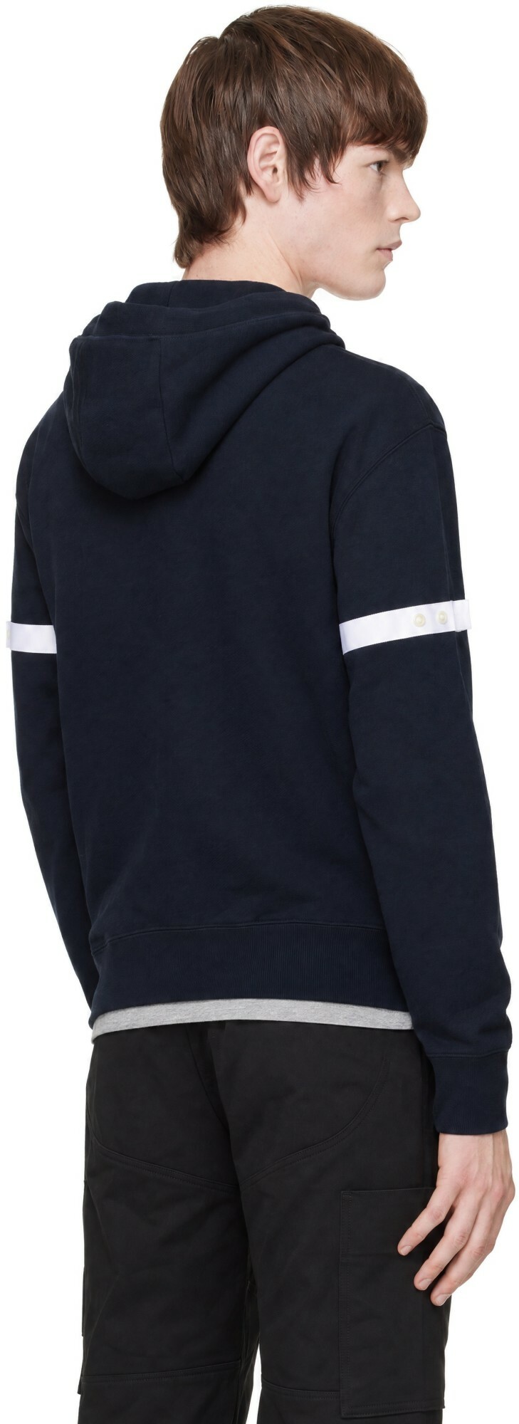 Thom Browne Navy Loopback Jersey Armband Oversized Hoodie