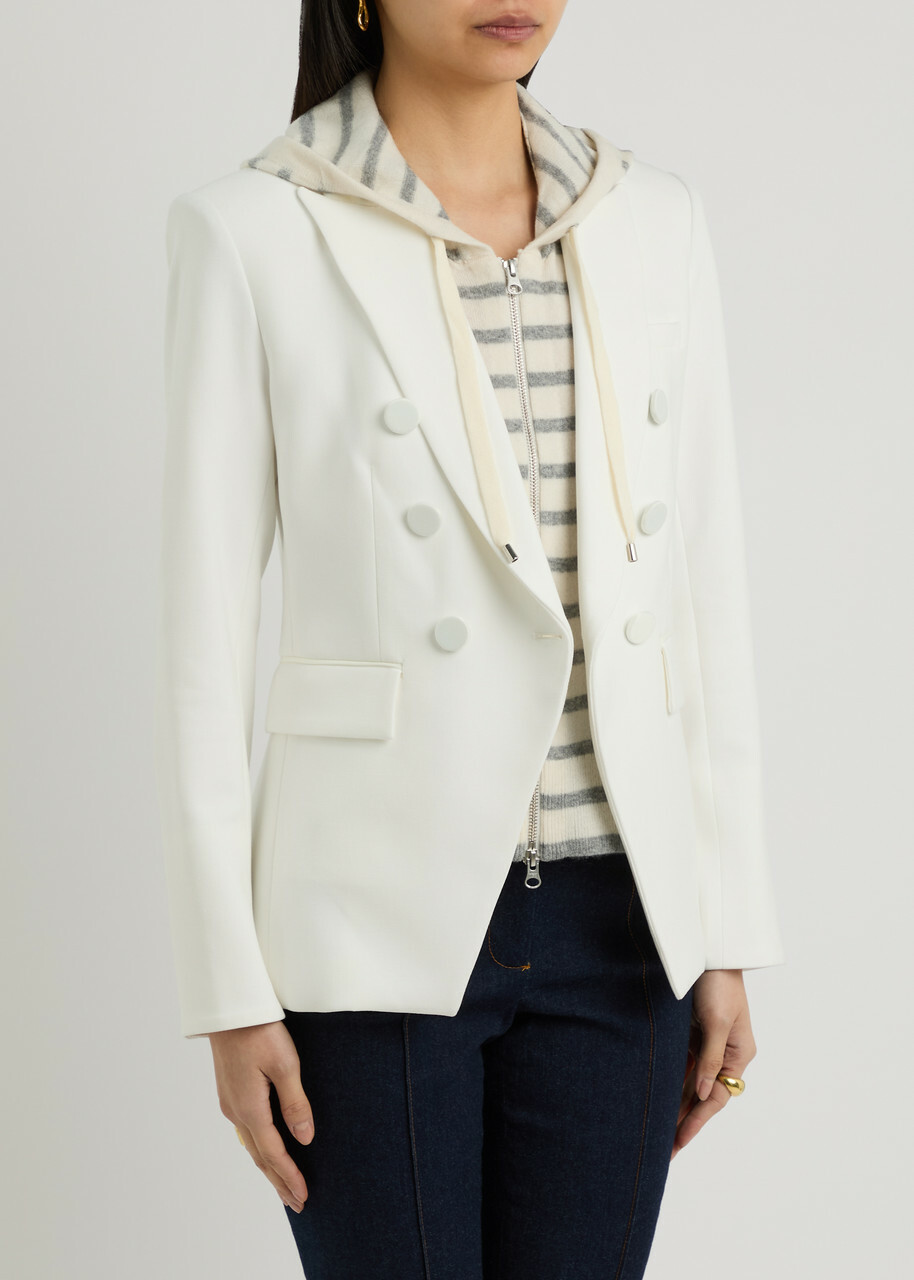 Veronica Beard Striped-intarsia Hooded Cashmere Dickey - Cream - One Size
