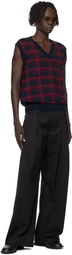 Ernest W. Baker Navy & Red Check Jacquard Vest