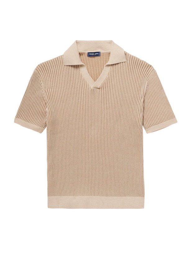 Photo: Frescobol Carioca - Rino Ribbed-Knit Cotton-Blend Polo Shirt - Neutrals