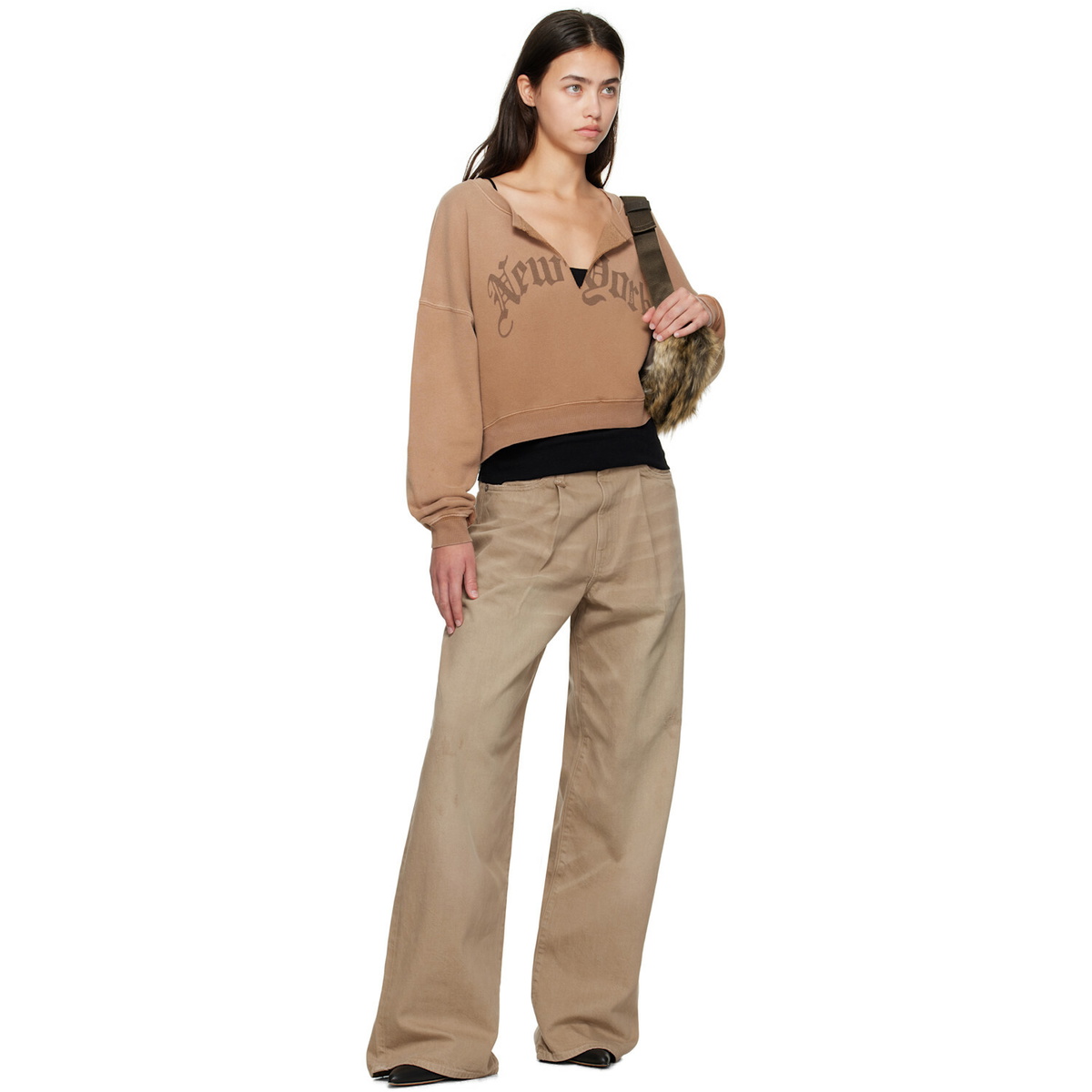 R13 Tan Damon Pleated Jeans