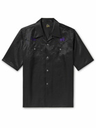 Needles - Convertible-Collar Embroidered Sateen Shirt - Black