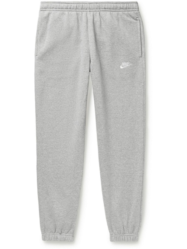 Photo: Nike - Sportswear Club Tapered Cotton-Blend Jersey Sweatpants - Gray