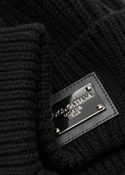 Dolce & Gabbana Logo Ribbed Wool-blend Beanie - Black - One Size