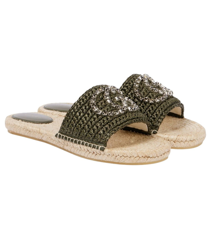 Photo: Gucci GG embellished raffia slides