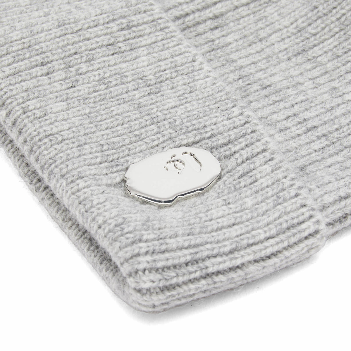 A Bathing Ape Men's One Point Knitted Beanie Hat in Grey 