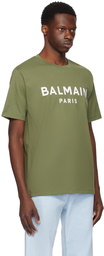 Balmain Khaki Paris Print T-Shirt