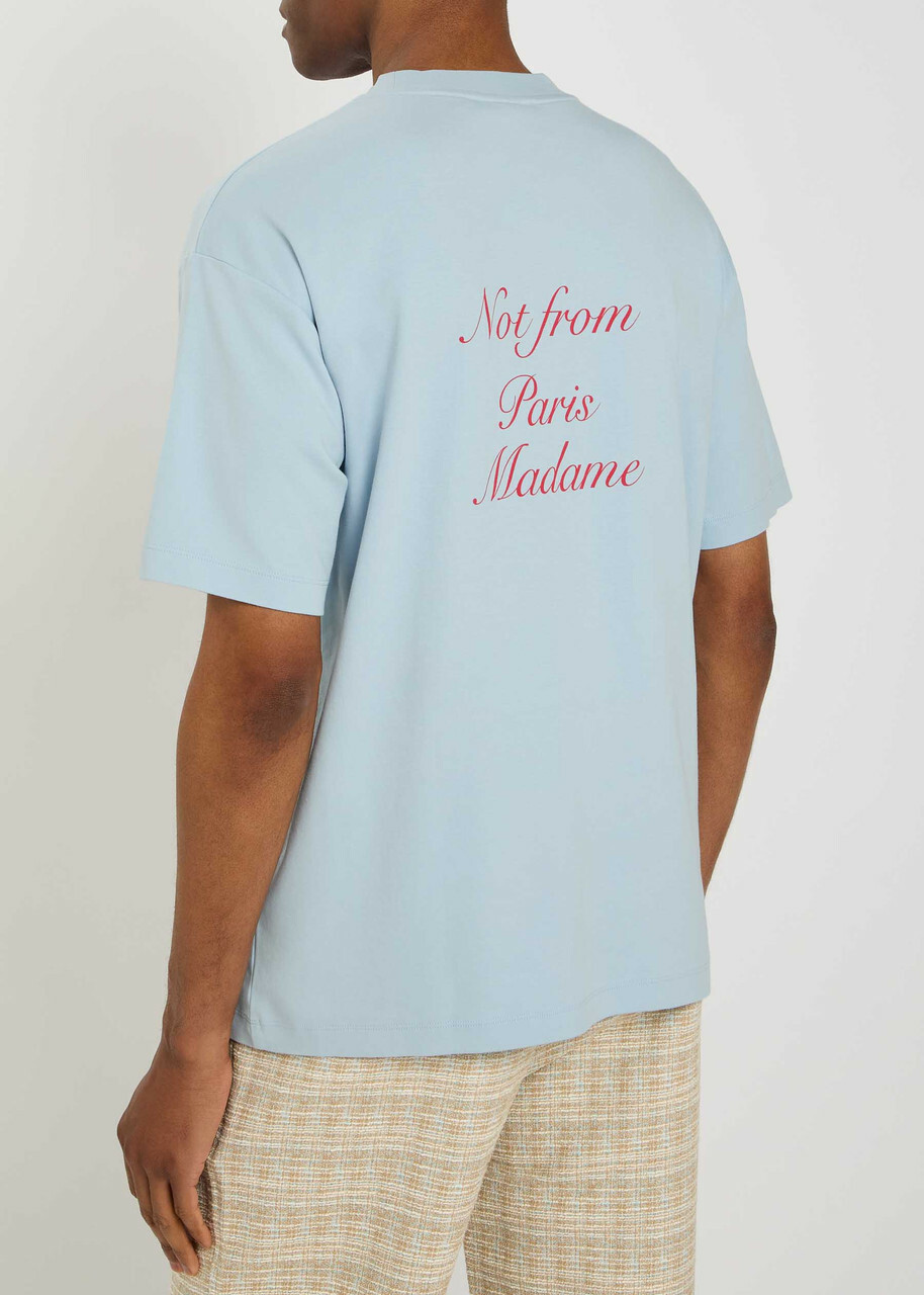 DRÔLE DE Monsieur Le T-shirt Slogan Logo-print Cotton T-shirt Light Blue