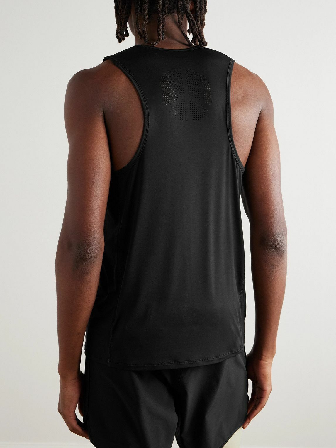 DISTRICT VISION - Perforated Logo-Print Aloe Stretch-Jersey Tank Top - Black