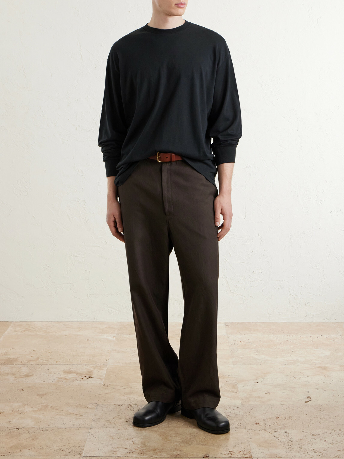 A.PRESSE - Cotton and Cashmere-Blend T-Shirt - Black