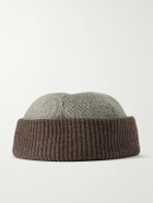 Loro Piana - Logo-Appliquéd Herringbone Cotton-Blend and Ribbed-Knit Beanie - Brown