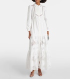 Self-Portrait Lace-trimmed cotton maxi dress