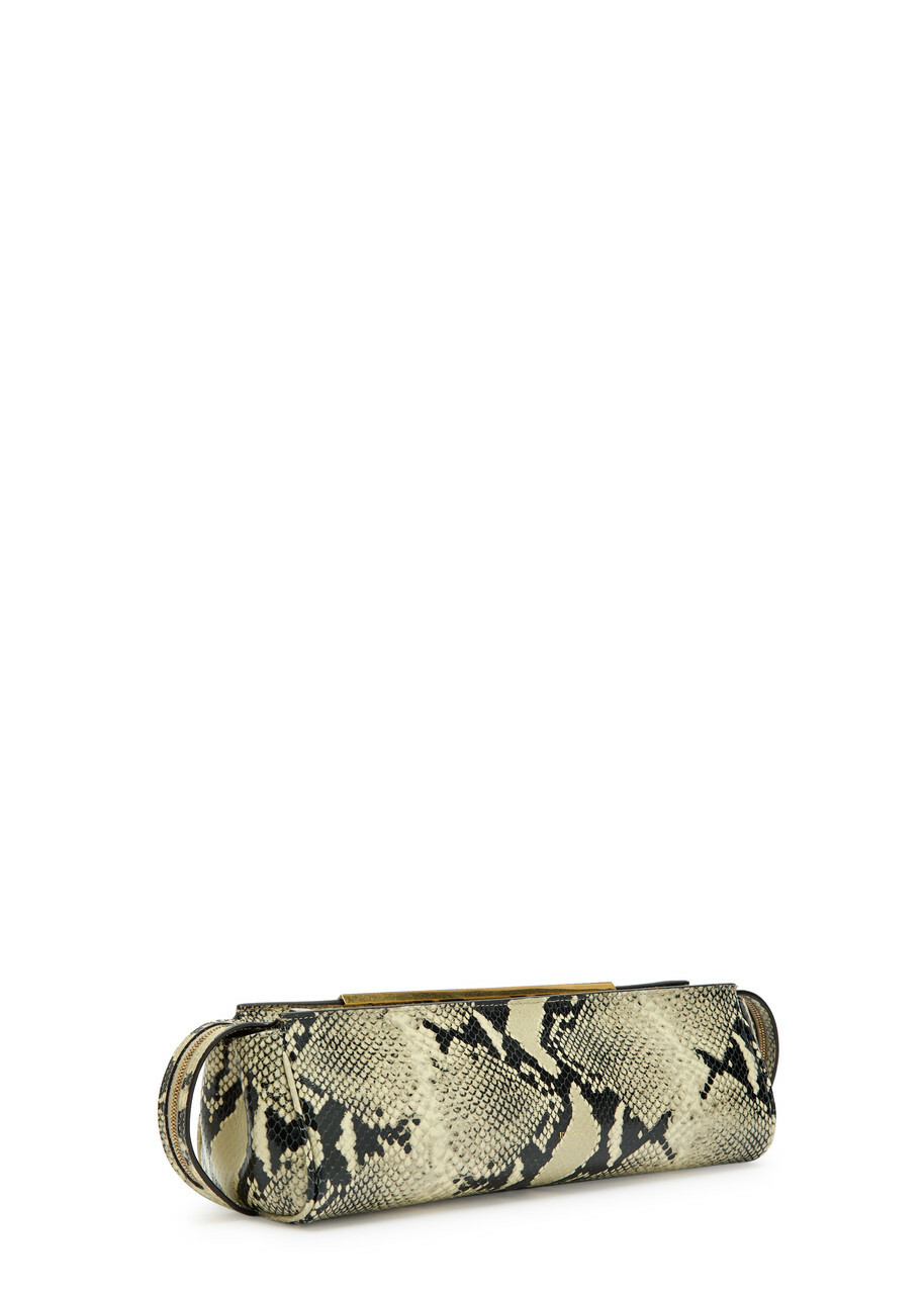 Khaite Donna Snake-effect Leather Clutch - Natural - One Size