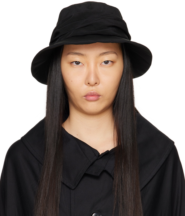 Photo: Y's Black Crepe de Chine Cross Gather Hat