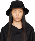 Y's Black Crepe de Chine Cross Gather Hat