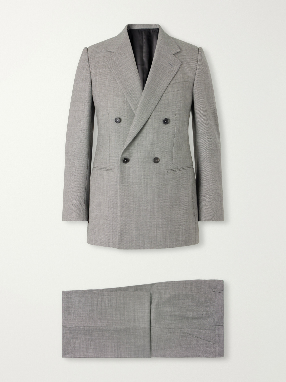 Husbands - Double-Breasted Birdseye Wool Suit - Gray
