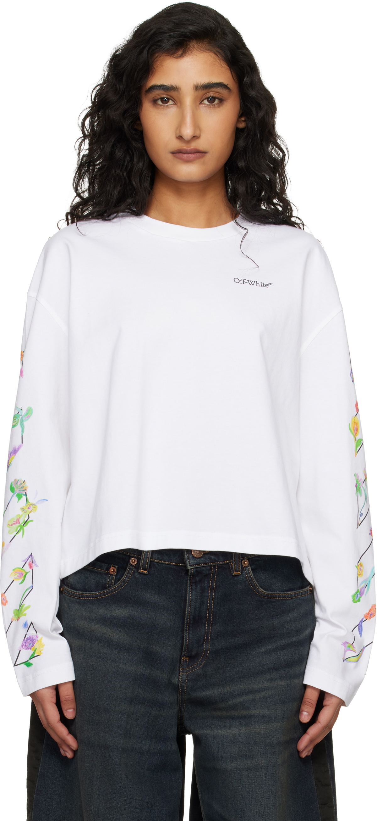 Off-White White Diagonal Glowing Flower T-shirt