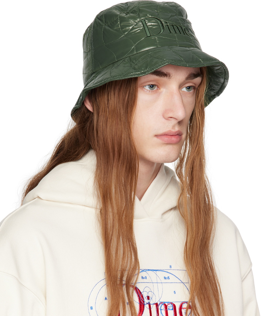 Dime Khaki Quilted Outline Bucket Hat Dime