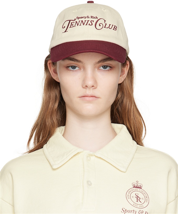 Photo: Sporty & Rich Off-White & Red Rizzoli Tennis Cap