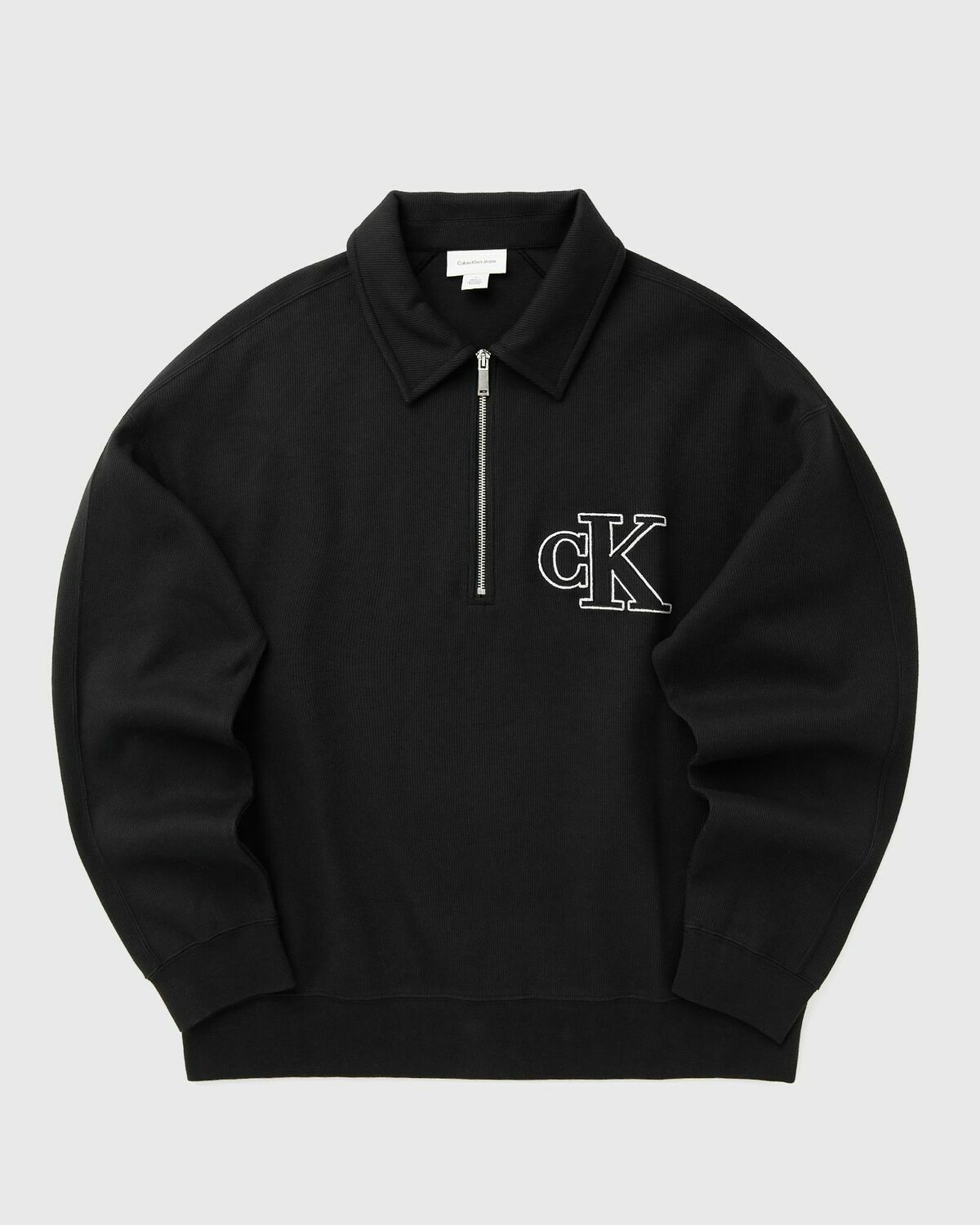 LS DBL KNIT RIB LOGO APPLIQUE ZI
