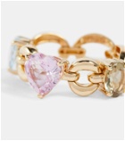 Nadine Aysoy Catena Petite 18kt gold ring with topaz, amethyst and sapphire