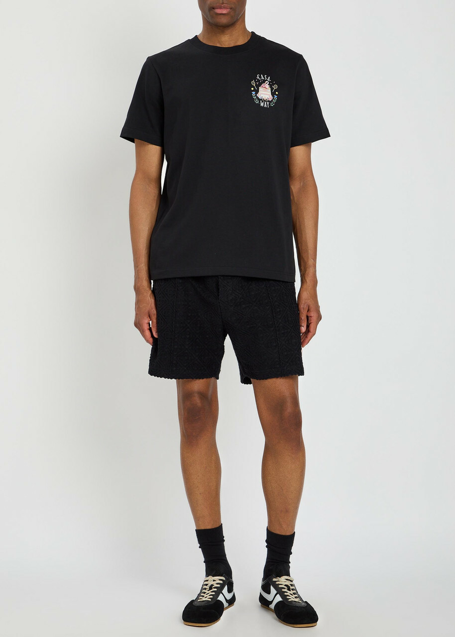 Casablanca Logo-monogrammed Terry Shorts Black