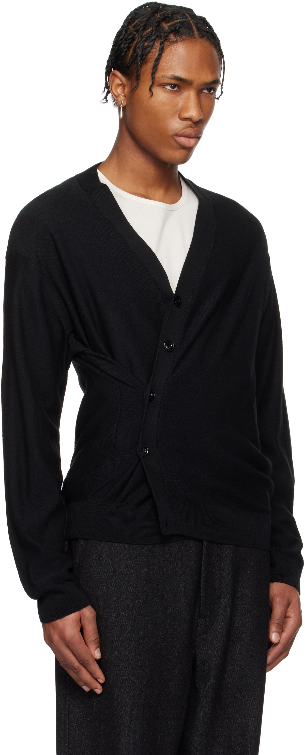 LEMAIRE Black Relaxed Twisted Cardigan Lemaire