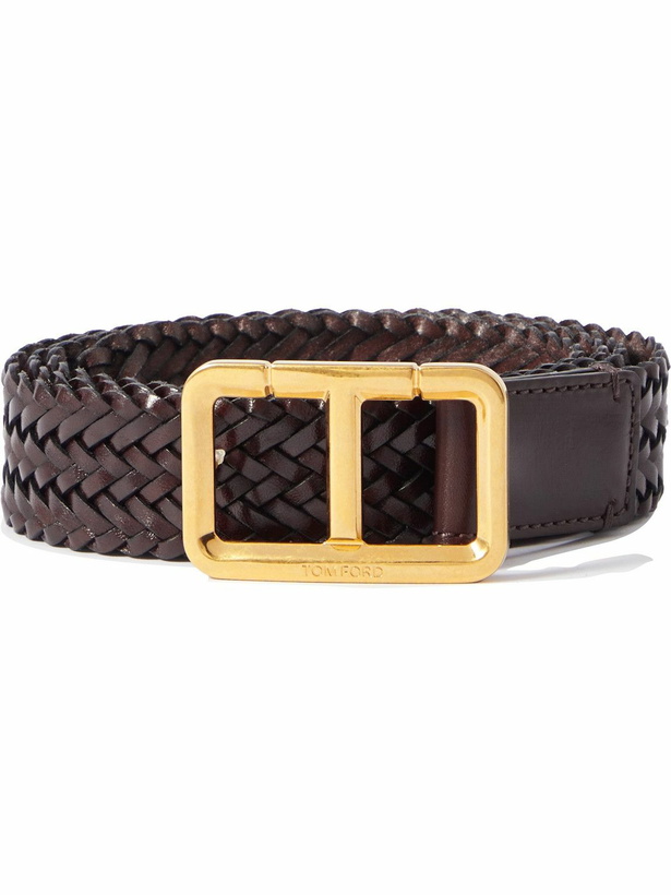 Photo: TOM FORD - 3cm Woven Leather Belt - Brown