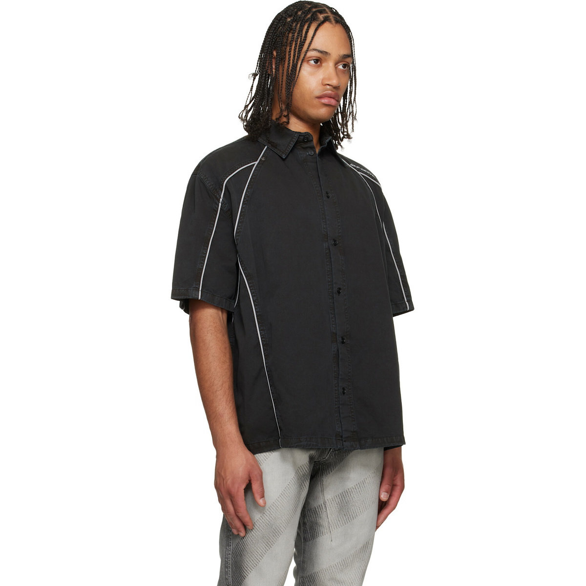 Off-White Black Garment-Dyed Sporty Bowling Shirt