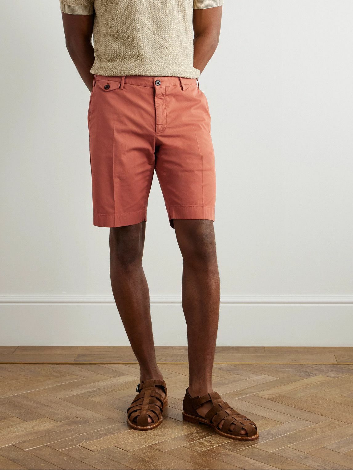 Incotex - Venezia 1951 Slim-Fit Straight-Leg Cotton-Blend Bermuda Shorts - Red