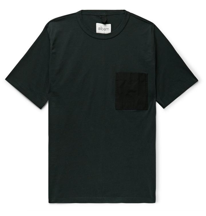Photo: Albam - Shell-Panelled Cotton-Jersey T-Shirt - Green