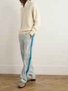 Marni - Straight-Leg Striped Leather Trousers - Gray