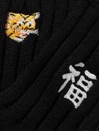 Rostersox - Tiger Embroidered Ribbed Cotton-Blend Socks