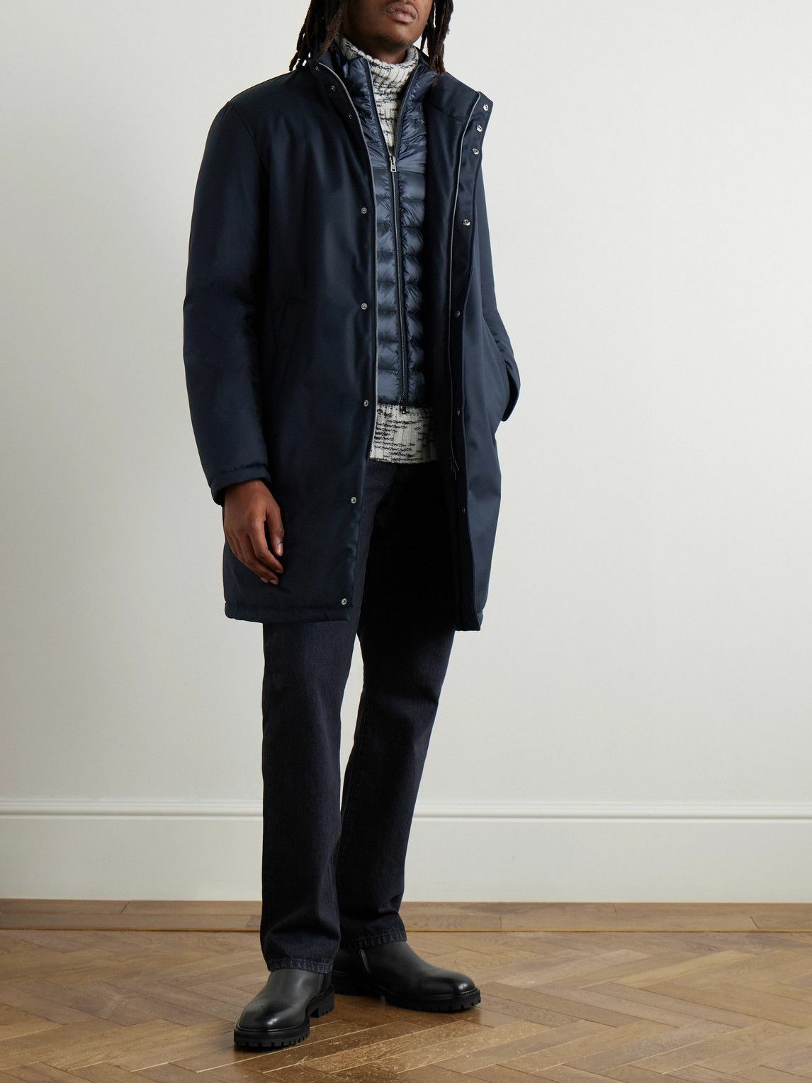 Herno Blue Polyester Coat main image 0