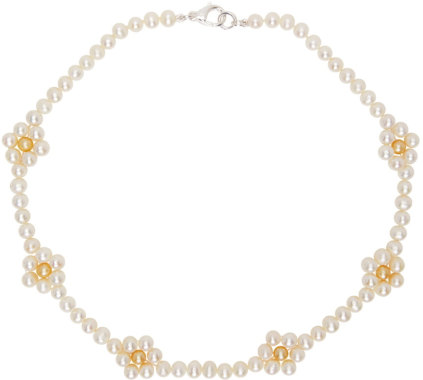 Hatton Labs White & Yellow Daisy Pearl Necklace