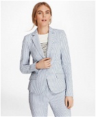 Brooks Brothers Women's Striped Stretch Cotton Seersucker Jacket | Blue/White