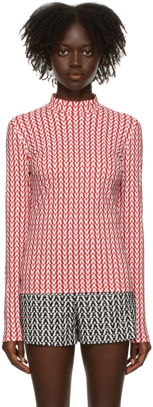 Photo: Valentino Red & White Optical Valentino Long Sleeve T-Shirt