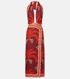 Johanna Ortiz Printed open-back linen midi dress